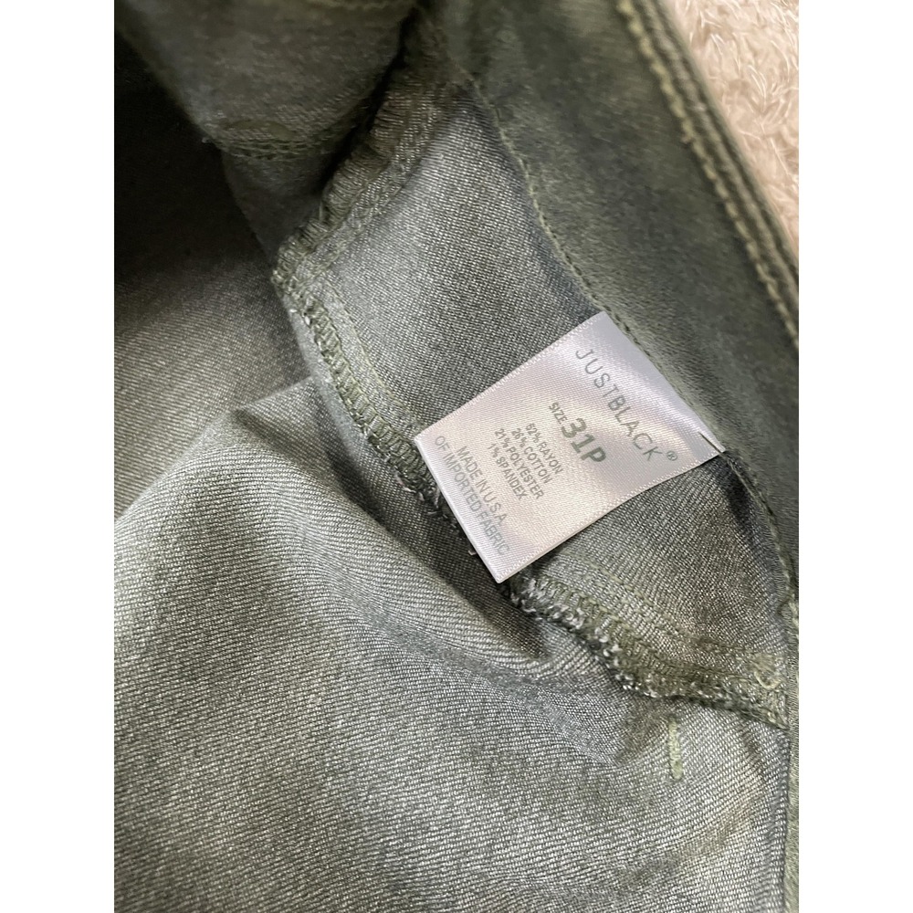 Just Black Jeans Womens 31P Green Skinny Denim Made in USA Five Pocket - Picture 6 of 10